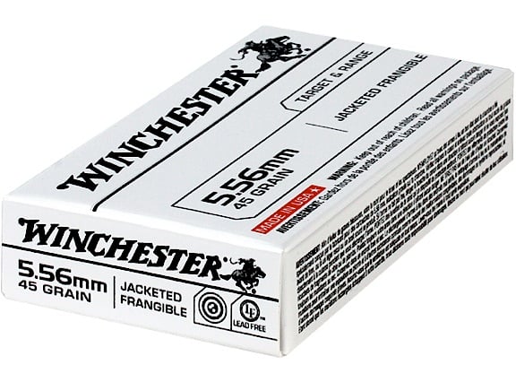 Winchester Target & Range .223 REM/5.56 NATO  45 GR Jacketed Frangible 20rd box