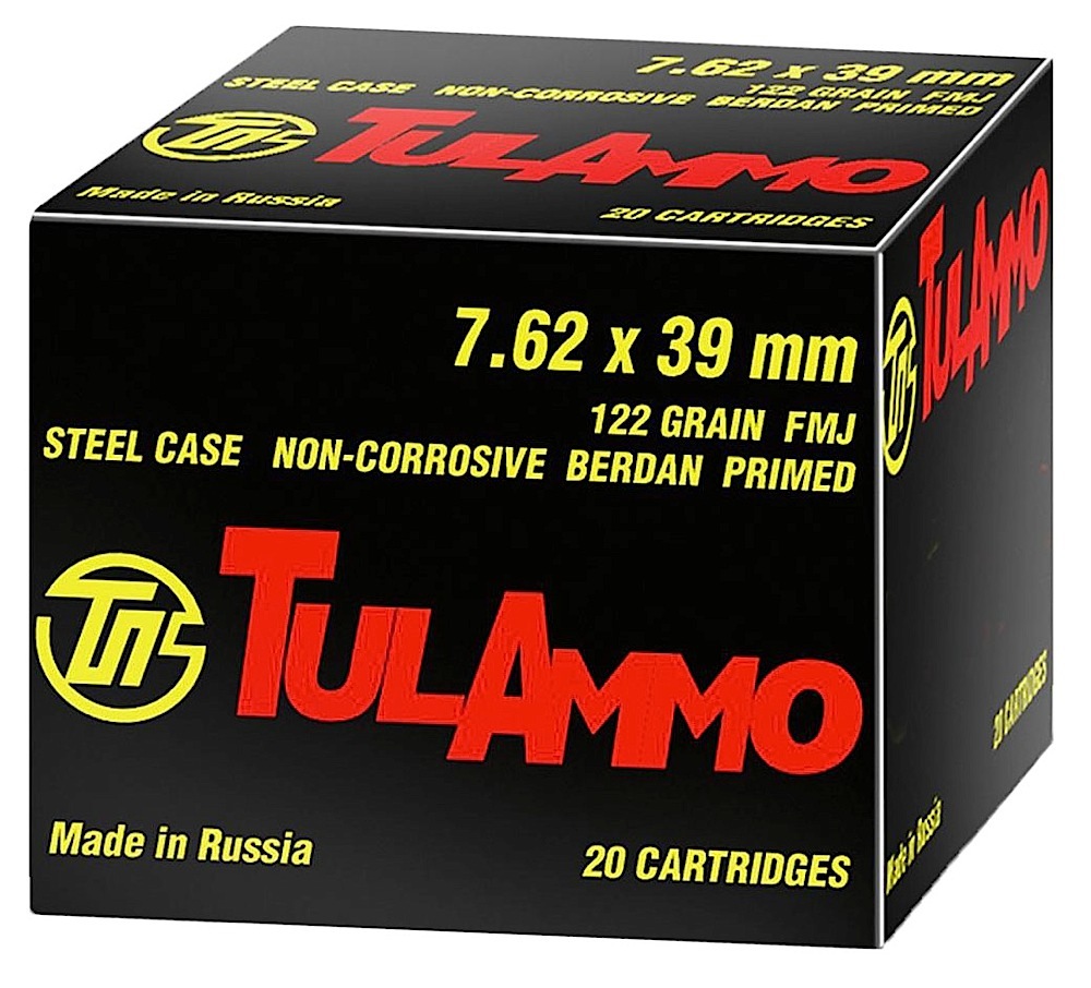 Tulammo FMJ 7.62mmX39mm FMJ 122GR Steel Case 100Box