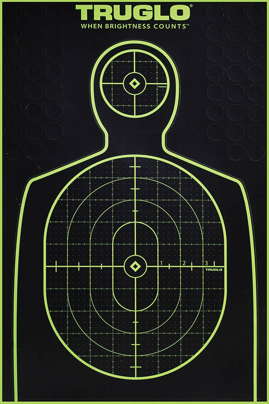 Truglo Tru-See Handgun Target Self-Adhesive Heavy Paper Black/Green 12x18 Silhouette 6 Pack
