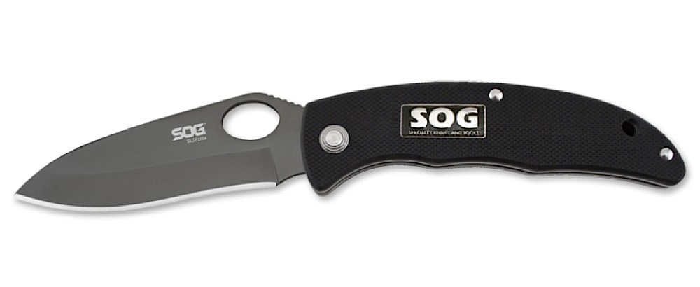 S.O.G Slipzilla Folder Black Drop Point Blade G-10 Hand