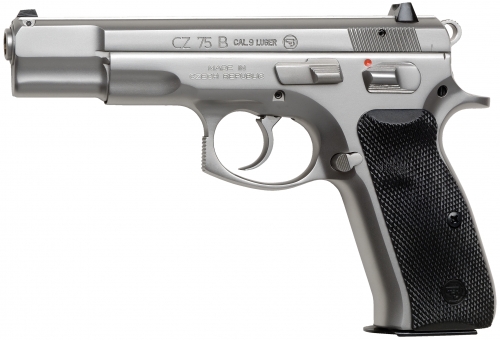 CZ-USA CZ 75 75-B 9mm 4.7 15+1 Blk Syn Grips Brushed Stainless Finish