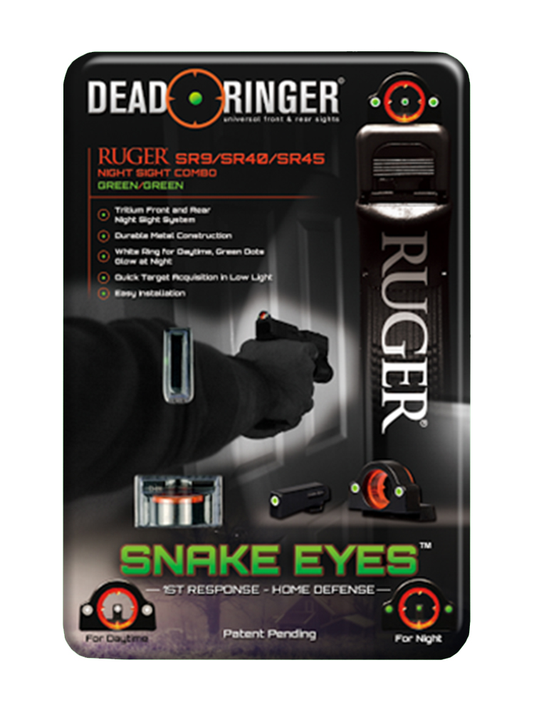 DeadRinger Snake Eyes Tritium Front/Rear Ruger SR9/SR40/SR45 Green/Orange