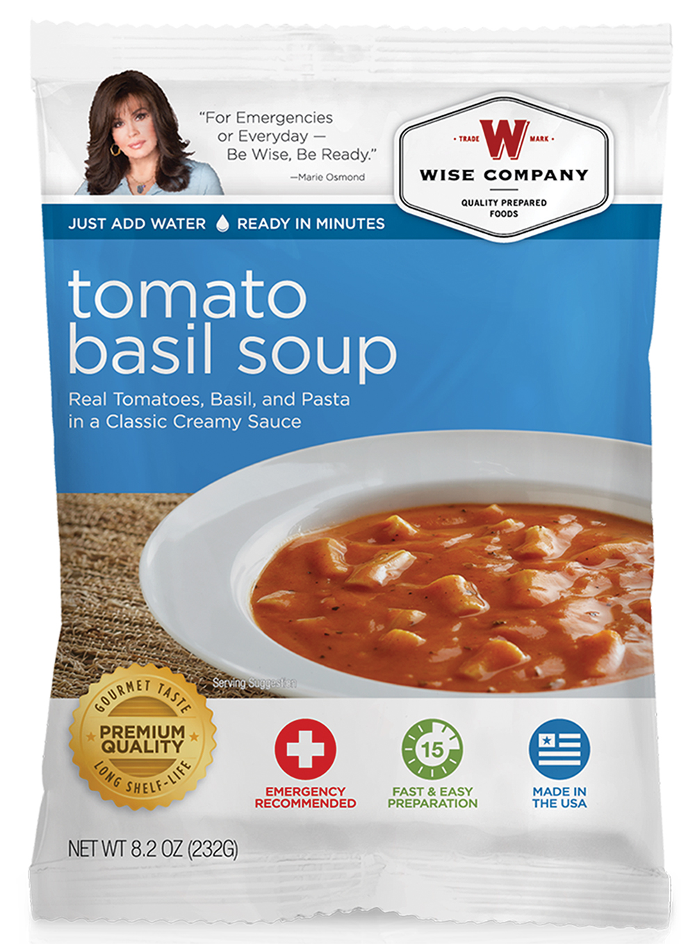 Wise Foods Outdoor Camping Pouch Tomato and Pasta Soup 6 Count