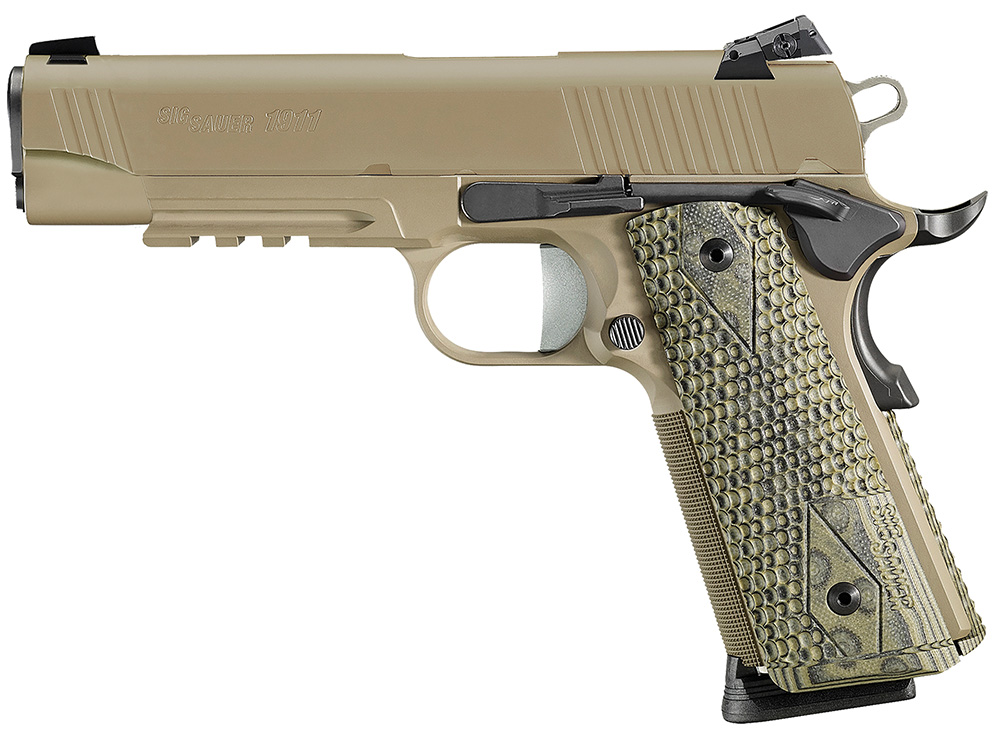 Sig Sauer 1911TCA45SCP 1911 Traditional Scopion SAO 45 ACP 8+1 NS Grn/Blk G10 Grip FD