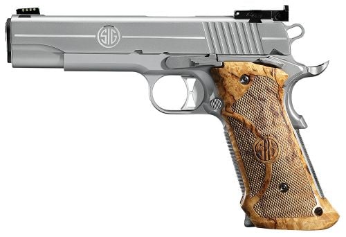 Sig Sauer 191145Stainless SteelTGT 1911 Stainless Super Target SAO .45 ACP 5 8+1 Adjustable Sights Wood Grip Stainless Steel