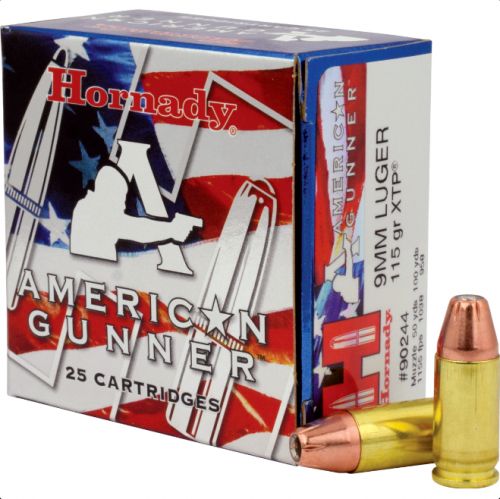 Hornady American Gunner Ammo 9mm  115gr XTP 25 Round Box