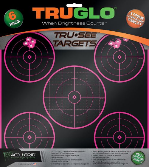 Truglo Tru-See Splatter 5-Bullseye Pink 6 Pack