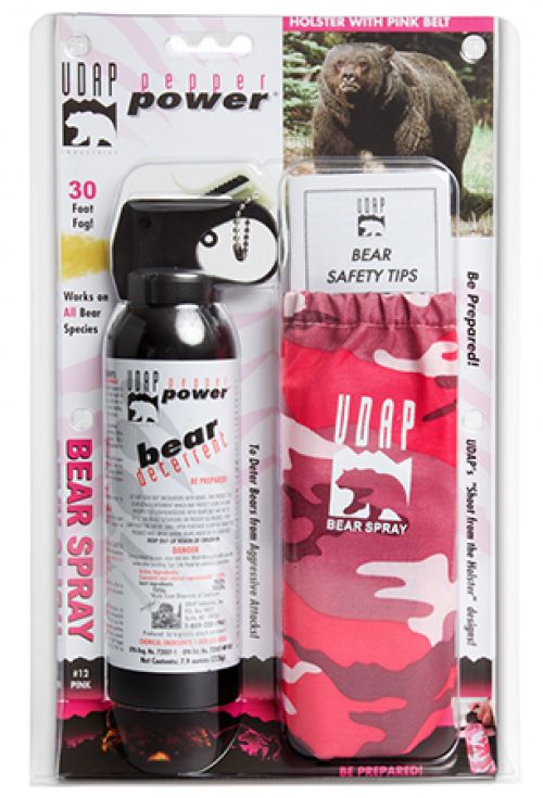 UDAP Bear Spray w/Pink Camo Holster and Belt 7.9oz/225g Up to 35 Feet