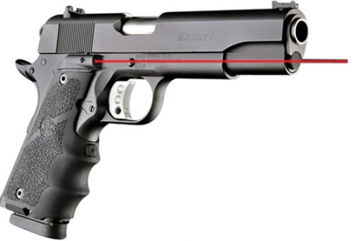 Hogue Laser Enhanced Grip 1911 Government Model Rubber Grip Black Red Laser