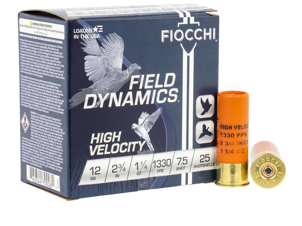 Fiocchi High Velocity Lead Shot 12 Gauge Ammo 1 1/4 oz # 7.5 25