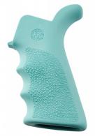 Hogue Rubber Grip Beavertail with Finger Grooves AR-15 Textured Aqua Blue - 13024