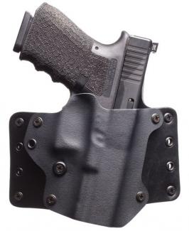 Main product image for BlackPoint Leather Wing Black Kydex Holster w/Leather Wings OWB fits For Glock 19, 23 Right Hand