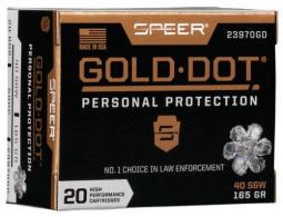 Speer Gold Dot Personal Protection Hollow Point 40 S&W Ammo 165 gr 20 Round Box