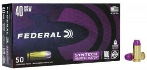 Federal AE40SJ2 Syntech Training Match 40 S&W 180 GR Total Syntech jacket Flat Nose (TSJFN) 50 Bx/ Cs - 10