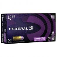 Federal AE45SJ2 Syntech Training Match .45 ACP 230 gr Total Syntech Jacket Flat Nose (TSJFN) 50 Bx/ Cs - 10