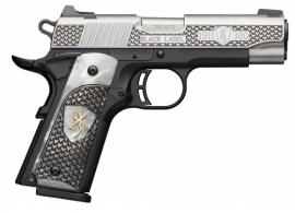 Browning 1911-380 Black Label .380 ACP Single 3 5/8 8+1 White Pearl Engraved Grip Black Composite Frame Stainless Stee - 051959492