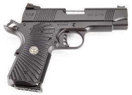 Wilson Combat 1911 CQB Elite Compact 9mm Single 4 8+1 Black G10 Starburst Grip Black Carbon Steel Frame/Slide - CQBECP9