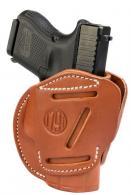 1791 Gunleather 3 Way Brown Leather OWB fits For Glock 26;Ruger LC9;S&W Shield Ambidextrous Hand - 3WH3CBRA