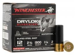 Winchester Ammo Drylock Super Steel Magnum 12 GA 2.75" 1 1/4 oz 2 Round 25 Bx/ 10 Cs