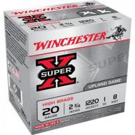 Winchester  Super X High Brass 20 Gauge Ammo  2.75" 1 oz #8 Shot 25 Bx/ 10 Cs