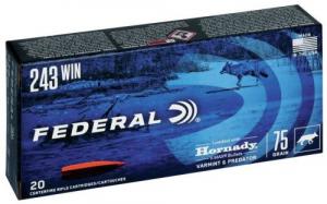 Federal Varmint & Predator 243 Win 75 gr Hornady V-Max  20rd box - V243VM75