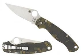 Spyderco Para Military 2 3.44" PlainPM S30V Stainless Steel BlackPM S30V G10 Digitalamo Handle Folding - C