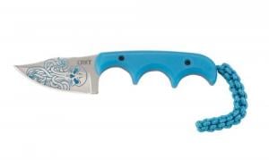 Columbia River Minimalist Bowie Cthulhu 2.13" Fixed Plain Satin 8Cr13MoV SS Blade Blue Polypropylene Handle - 2387O