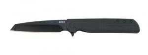 Columbia River LCK + Tanto 3.24" Folding Tanto Plain Black Oxide 8Cr13MoV SS Blade GRN Black Handle - 3802K