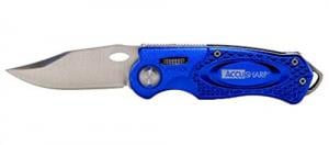 AccuSharp Sport 3" Folding Plain Stainless Steel Blade Blue Anodized Aluminum Handle - 701C