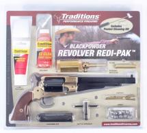 Traditions 1858 Army Redi-Pak SAO 44 Cal 8" 6rd Brass Frame Blued Barrel Blued Cylinder Walnut Grip - FRS18581