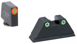 AmeriGlo Tall Suppressor Height Sight XL Tritium Green w/Orange Outline Front Green w/White Outline Rear Black Frame for G - GL331