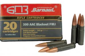 Barnaul  Rifle Ammo .300 Black 145 gr Full Metal Jacket 20rd box - BRN300BLKFMJ145