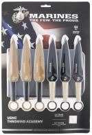 MTech USA USMC USMC Throwing Academy 6.50" Plain Stainless Steel Blade Cord Wrapped Stainless Steel Handle Includes Nylon Case