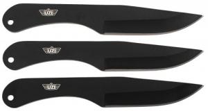 Uzi Accessories Throwing Knives IV Three, 8.25" Plain Black Stainless Steel - UZK-TRW-004