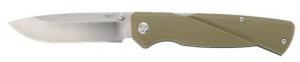 CRKT Kova 3.50" Folding Drop Point Plain Satin 8Cr13MoV SS Blade GRN OD Green Handle - 6434