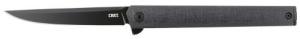 CRKT CEO Flipper Blackout 3.35" Plain AUS8 SS Blade GRN Black Handle - 7097K