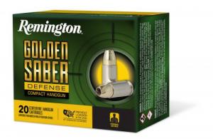 Remington Ammunition Golden Saber Defense .380 ACP 102 gr Brass Jacket Hollow Point (BJHP) 20 Bx/ 25 Cs for Compact Handgun - 27615