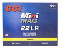 CCI 962 Mini-Mag 22 LR 36 gr 1260 fps Jacketed Hollow Point (JHP) 300 Bx/10 Cs