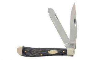 Old Timer Heritage Series Trapper 940T 3" Clip/Spey D2 Steel Blade 3.70" Black/Tan Wood Laminate Handle - 1135990