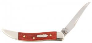 Case Texas Toothpick Small 2.25" Folding Clip Point Plain Mirror Polished Tru-Sharp SS Blade/Smooth Red Bone Handle - 11323