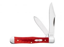 Case Swell Center Jack Small 1.73"/2.30" Folding Clip/Pen Plain Mirror Polished Tru-Sharp SS Blade/Smooth Red Bone Handle - 11325