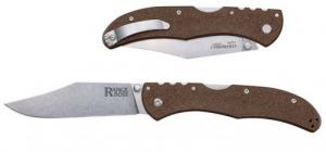 Cold Steel Range Boss Folding Clip Point Plain Stonewashed 4034 SS Blade/5.25" Flat Dark Earth Zy-Ex Handle - CS20KR9