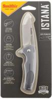 Smiths Products Istana 2.75" Folding Drop Point Plain Satin 400 SS Blade/Gray Anodized Aluminum Handle Includes Pocket Cli