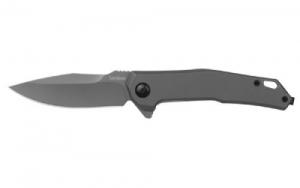 Kershaw Helitack 3.26" Flipper Drop Point Plain Gray PVD Coated 8Cr13MoV SS Blade, Gray PVD Stainless Steel Handle - 5570