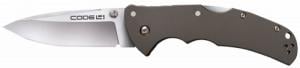 Cold Steel Code 4 3.50" Folding Spear Point Plain Satin S35VN Blade, 5" Gunmetal Gray Aluminum Handle - CS58PSZ