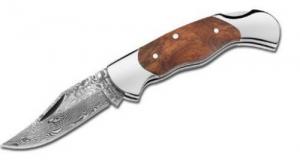 Boker Magnum Folder 2.375" Damascus Clip Point Burl Wood - 01MB788DAM