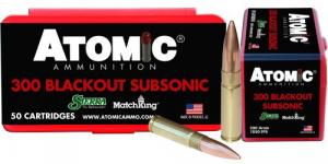 Main product image for Atomic Rifle Subsonic 300 Blackout 220 gr Hollow Point Boat-Tail (HPBT) 50 Bx/ 10 Cs