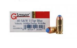 Cor-Bon GL03000/20 Glaser 40 Smith & Wesson 115 GR Safety Slug 20 Bx - GL03000/20