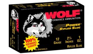 Wolf 12 Ga. 2-3/4" 1oz, Lead Slug (5 shells) - 12SLUG