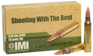 IMI M193 5.56x45 NATO 55 Grain FMJ 20 Round